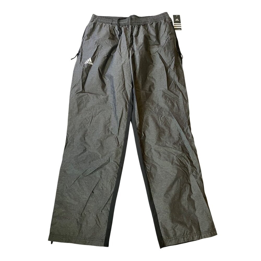 NWT Adidas Black Gray Pants Elastic Waist Zip Side Pockets XLT